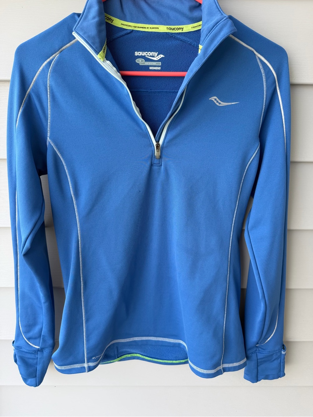 Saucony Women's Bright Blue Quarter-Zip Top with Neon Yellow Trim